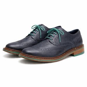 Cole Haan Wingtip Oxford Brogue Blue Leather Contrast Teal Welt Sole 8M Shoe